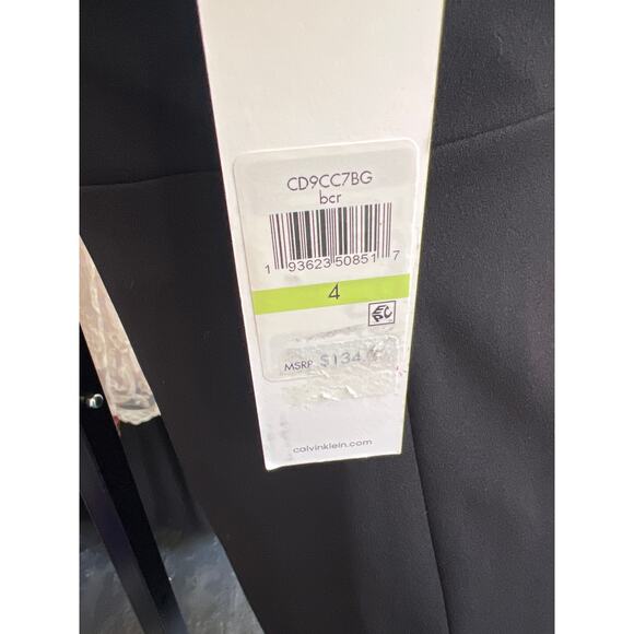 NWT Calvin Klein Fold Over Off The Shoulder Sheath Dress Women's 4 Black White - Picture 3 of 6